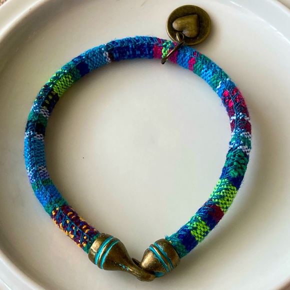 TRIBAL-BOHO Fabric Cord Bracelet in Teal - Picture 4 of 8